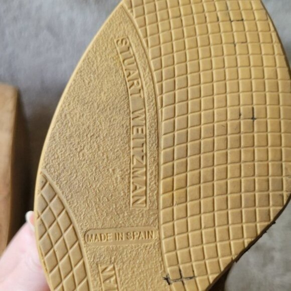 Stuart Weitzman Anna open toe cork wedges Pryrite Nocturn size 9 - Picture 10 of 13
